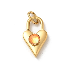 Топаз Ионное покрытие (IP) 304 нержавеющая сталь с подвесками из стразов, с целью перехода в кольце, реальный 14 k позолоченный, очарование замка сердца, топаз, 20x11.5x6 мм, отверстие : 5x3 мм