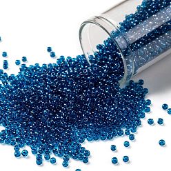 (1074) Deep Blue Lined Aqua TOHO Round Seed Beads, Japanese Seed Beads, (1074) Deep Blue Lined Aqua, 11/0, 2.2mm, Hole: 0.8mm, about 5555pcs/50g