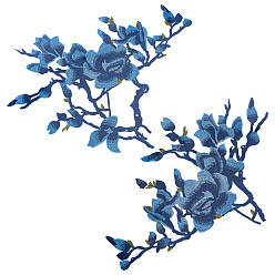 Verdeck blau Polyseterapplikation, Ornament Zubehör, Blume, Verdeck blau, 365~480x260~460x0.8 mm