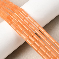 Оранжевый Бусины из натурального белого нефрита, колонка, окрашенные, оранжевые, 8~8.5x4 мм, отверстие : 0.8 мм, около 46~47 шт / нитка, 15.35''~15.55'' (39~39.5 см)