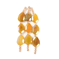 Золотистый Гальванические натуральный агат бисер пряди, окрашенная и подогревом, граненые, самородки, AB цвет, золотые, 28~30.5x20~23x8~10 мм, отверстие : 2.1 мм, около 3 шт / нитка, 5.51 дюйм (14 см)