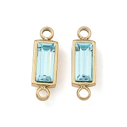 Аквамарин Камень рождения 304 соединительные подвески из нержавеющей стали со стразами, трапециевидные подвески, реальный 14 k позолоченный, аквамарин, 13.5x4.5x4 мм, отверстие : 1.1 мм