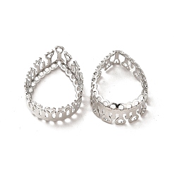 Платина Латунные настройки для размещения кабошонов, открытая задняя панель, полая слеза с сердцем, платина, лоток : 18x13 мм, 20x15x7 мм