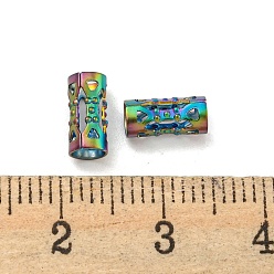 Rainbow Color Ion Plating(IP) Hollow 304 Stainless Steel Beads, Column, Rainbow Color, 8x4mm, Hole: 3mm