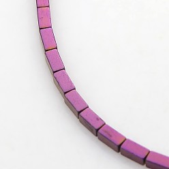 Purple Plated Electroplate Non-magnetic Synthetic Hematite Cuboid Beads Strands, Purple Plated, 4x2x2mm, Hole: 1mm, about 98pcs/strand, 15.7 inch