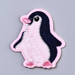 Pearl Pink Penguin Appliques, Computerized Embroidery Cloth Iron on/Sew on Patches, Costume Accessories, Pearl Pink, 50.5x42x1mm