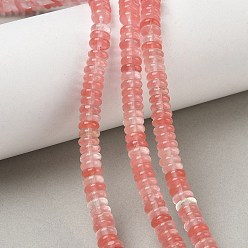 Quartz Cerise Perles de verre de quartz cerise brins, rondelle lisse, 6.5x2.5mm, Trou: 1.1mm, Environ 156 pcs/chapelet, 14.96'' (38 cm)