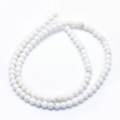 Magnesite Natural Magnesite Beads Strands, Round, 4~4.5mm, Hole: 0.5mm, about 98pcs/strand, about 15 inch