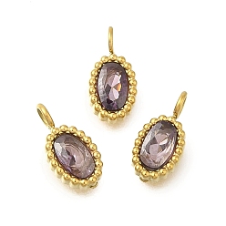 Oval 304 подвески из микро-паве из нержавеющей стали с фианитами, золотые, овальные, 10x5x2 мм, отверстие : 1.8 мм