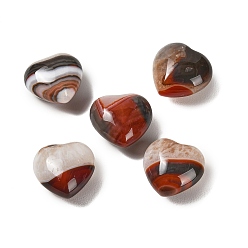 Ágata Normal Ágata natural con núcleo de cristal (teñida y calentada), piedra del amor en forma de corazón, Piedra de palma de bolsillo curativa para equilibrar el reiki, rojo, 19~21x20~21x11~12 mm