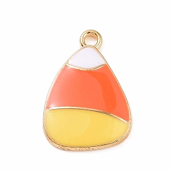 Golden Alloy Enamel Pendants, Teardrop Charm, Golden, 20x14.5x2mm, Hole: 2mm