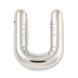 Letter U Не тускнеющие 304 подвески из нержавеющей стали, шарм-буква, Буква U, 19.5x15x5 мм, отверстие : 1.5x2.5 мм