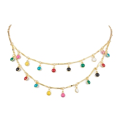 Золотой Ожерелья с подвесками в виде капель из латуни и эмали, двухслойные ожерелья, золотые, 16.28 дюйм (41.35 см)