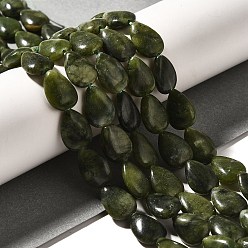Chinese Jade Природные китайский нефрит бисер пряди, слеза, 13.5~14x10~10.5x5 мм, отверстие : 1 мм, около 27~28 шт / нитка, 37.3~38.3 см