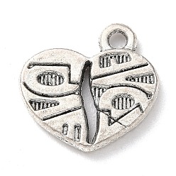 Antique Silver Tibetan Style Alloy Pendants, Heart, Antique Silver, 15x15x2mm, Hole: 1.6mm, about 347pcs/500g