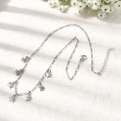 Платина Ожерелья с подвесками в виде звезд из латуни, цепочки Фигаро для женщин, стойки покрытие, без кадмия и без свинца, долговечный, платина, 15.94 дюйм (40.5 см)