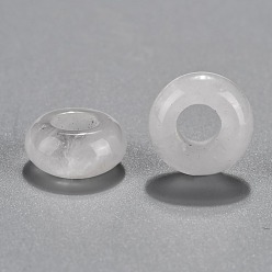 Quartz Crystal Natural Quartz Crystal European Beads, Large Hole Beads, Rondelle, 12x6mm, Hole: 5mm