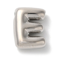 Letter E Brass Pendants, Long-Lasting Plated, Platinum, Letter E, 10x7.5x3.5mm, Hole: 1.4mm