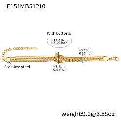 Настоящее золото 18K 304 из нержавеющей стали цепи браслеты, многослойные браслеты для женщин, узел, реальный 18 k позолоченный, 6.69 дюйм (17 см)
