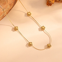 Star 304 Stainless Steel Link Serpentine Chain Necklaces for Women, Golden, Star, 15.75 inch(40cm)
