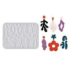 Белый Силиконовые формы для подвески своими руками неправильной формы, формы для литья смолы, для уф-смолы, изготовление ювелирных изделий из эпоксидной смолы, белые, 113x158x4 мм, отверстие : 2 мм, внутренний диаметр: 10~55x10~31 мм