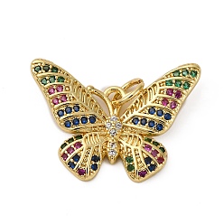 Настоящее золото 18K Латунные микро проложить кубического циркония подвески, бабочка, с целью перехода в кольце, долговечный, без кадмия и без свинца, стойки покрытие, реальный 18 k позолоченный, 16.5x23x2.5 мм, отверстие : 3 мм