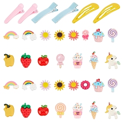 (52) Непрозрачная лаванда Набор для самостоятельного изготовления аксессуаров для волос, в том числе смолы кабошонов, пластиковые зажимы волос аллигатора, спрей окрашены железа клипы оснастки волос, железные заколки для волос , разноцветные, кабошоны: 12.5~27.5x11.5~24.5x5.5~10 мм, 30 шт / комплект