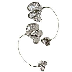 Silver Alloy Flower Cuff Earrings for Women, Silver, 60mm