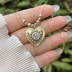 Настоящее золото 18K Религиозное латунное сердце с подвеской в виде святого Иуды, колье для женщин., реальный 18 k позолоченный, 15.75 дюйм (40 см)