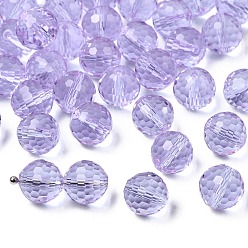 Лиловый К 9 стекло, имитация Австрийские кристаллические шарики, класс AAA, граненый (128 граней), круглые, сирень, 10 мм, отверстие : 0.9~1 мм