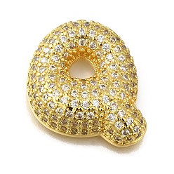 Letter Q Латунь с кубическим цирконием подвеской, без кадмия, без никеля и без свинца, Буква Q, Буква Q, 22.5x24x7 мм, отверстие : 4 мм