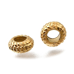 Настоящее золото 18K 304 из нержавеющей стали бусы, ионное покрытие (ip), рондель, реальный 18 k позолоченный, 7.5x4 мм, отверстие : 3.5 мм