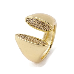 Golden Brass Adjustable Micro Pave Cubic Zirconia Rings, Cadmium Free & Nickel Free & Lead Free, Golden, Inner Diameter: 18.6mm