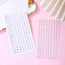 Прозрачный Акриловые наклейки горного хрусталя, декоративные наклейки с драгоценными камнями и кристаллами для детского творчества, плоский круглый и слезинка, прозрачные, 160x90 мм