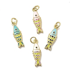 (52) Непрозрачная лаванда Латунь эмаль подвески, очарование рыбы, долговечный, без кадмия и без свинца, реальный 18 k позолоченный, с целью перехода в кольце, разноцветные, 21x6.5x3 мм, отверстие : 3 мм