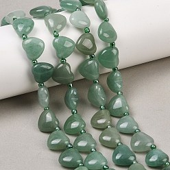 Зеленый Авантюрин Естественный зеленый авантюрин бисер нитей, пухлое сердце, Топ пробуренной, с бисером, 10.7~11.5x11.6~12.3x5.4~6.3 мм, отверстие : 1.2~1.3 мм, около 28 шт / нитка, 15.75'' (40 см)
