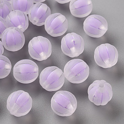 Лиловый Прозрачные акриловые бусины, матовые, бусина в бусине, тыква, сирень, 11x11.5 мм, отверстие : 2 мм, Около 550 шт / 500 г