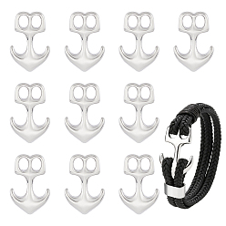 Нержавеющая Сталь Цвет 10шт. 304 застежки-крючки из нержавеющей стали, для изготовления кожаных браслетов, якорь, цвет нержавеющей стали, 35.5x21x6 мм, отверстие : 7x5 мм