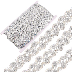Серебро Металлизированная кружевная отделка, цветочная декоративная лента с блестками, для рукоделия шитья, аксессуары для одежды, серебряные, 1~1-1/8 дюйм (26~28 мм), около 14.22 ярдов (13 м) / шт