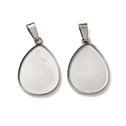 Нержавеющая Сталь Цвет 304 Настройки кабошон из нержавеющей стали кулон, слеза, цвет нержавеющей стали, лоток : 13.5x18.5 мм, 22x14.5x1.5 мм, отверстие : 3.5x6.5 мм