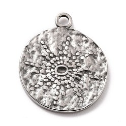 Нержавеющая Сталь Цвет Устойчивы к потускнению 304 подвески из нержавеющей стали со стразами, плоские круглые с солнцем, цвет нержавеющей стали, 18x15x1.5 мм, отверстие : 1.5 мм