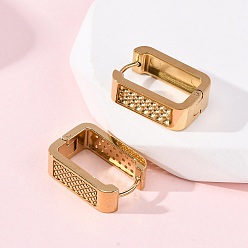 Настоящее золото 18K 304 прямоугольные серьги-кольца из нержавеющей стали, с 316 нержавеющей стали, ионное покрытие (ip), реальный 18 k позолоченный, 18.5x13x6 мм