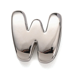 Letter W Латунные бусины, долговечный, стойки покрытие, без свинца и без кадмия, платина, Буква W, 21x20.5x7 мм, отверстие : 18x4 мм