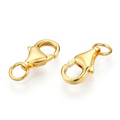 Настоящее золото 18K 925 стерлингового серебра застежкой омар коготь, с целью перехода в кольце, с печатью 925, реальный 18 k позолоченный, 9x5.5x2.5 мм, отверстие : 2.2 мм