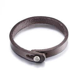 Coconut Brown Leather Cord Bracelets, with Alloy Clasps, Coconut Brown, 8-1/4 inch(213mm)x10mm