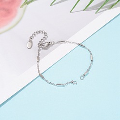 Stainless Steel Color Handmade 304 Stainless Steel Bracelet Making, with Oval Charms Extender and Lobster Claw Clasps, Tube, Stainless Steel Color, 6-1/4 inch(16cm), Hole: 3mm