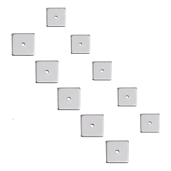 Stainless Steel Color 304 Stainless Steel Spacer Beads, Square, Stainless Steel Color, 6~8x6~8x1mm, Hole: 0.5~1mm, 100pcs/box