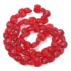 Red Electroplate Baking Paint Transparent Glass Beads Strands, Crab, Red, 13x16x8.5mm, Hole: 1.2mm, about 55pcs/strand, 24.41''(62cm)