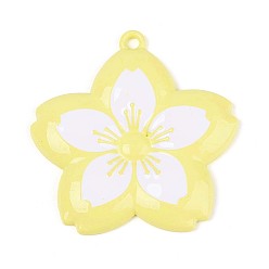 Шампанско-Желтый Спрей окрашены сплава большие кулоны, цветок, без кадмия, без никеля и без свинца, шампанское желтый, 54.5x53.5x6 мм, отверстие : 3 мм