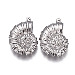 Нержавеющая Сталь Цвет Устойчивые к потускнению 304 подвески из нержавеющей стали, раковина, цвет нержавеющей стали, 21x15x4 мм, отверстие : 1 мм